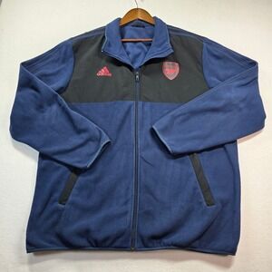 Adidas Arsenal FC Full Zip Fleece Jacket Navy Blue Black Red Logo Men's 2XL